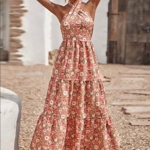 Floral halter maxi dress